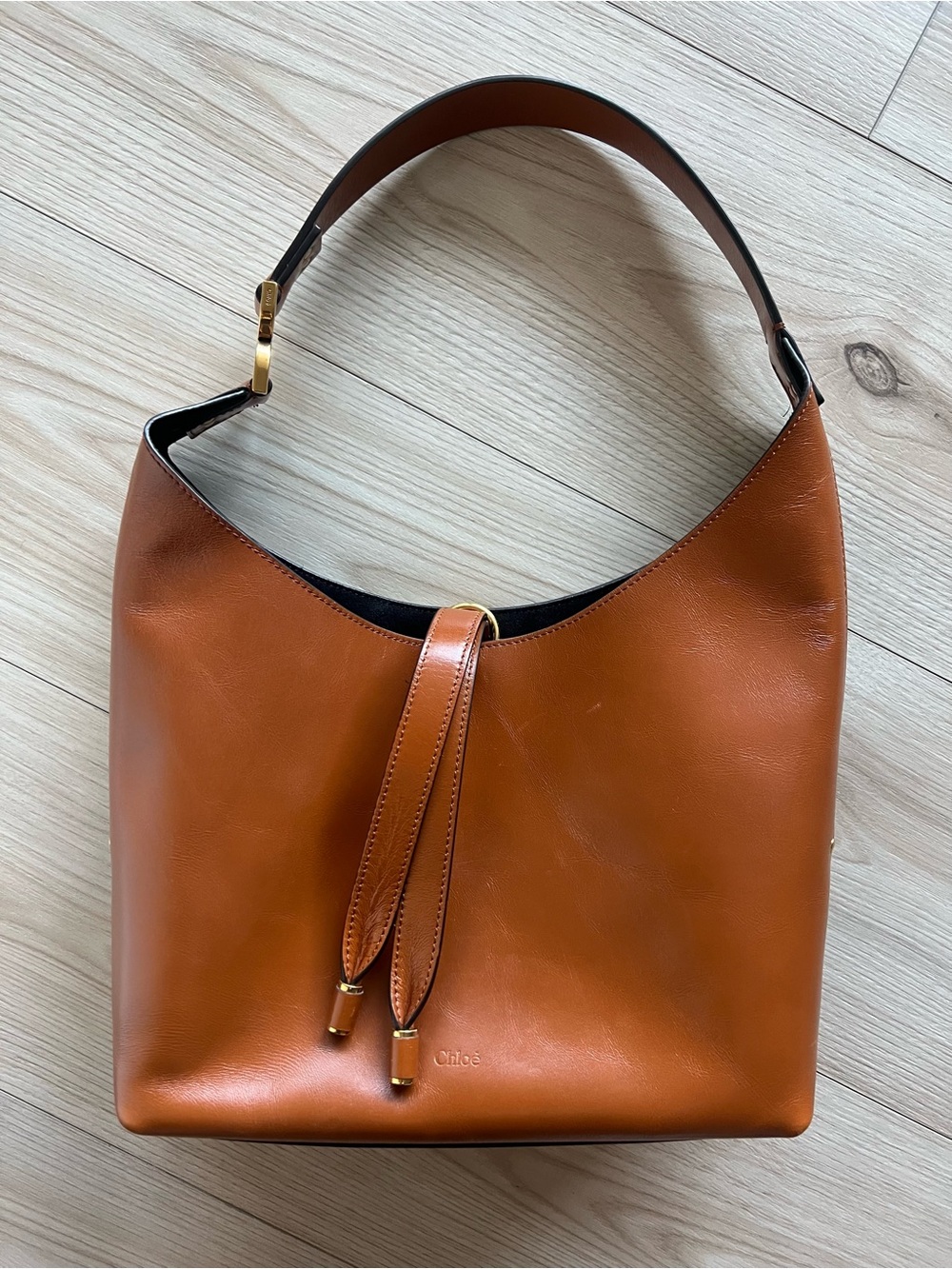 Chloe Marcie Leather Hobo Bag with Gold Accents - Picture 8 of 14